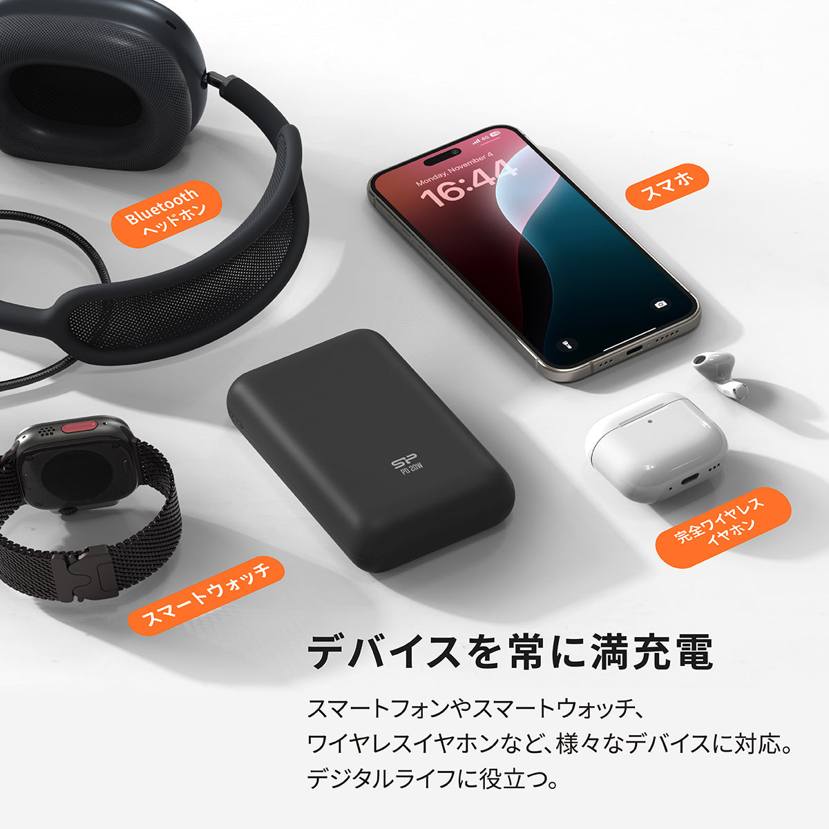 シリコンパワー モバイルバッテリー 大容量20000mAh 急速充電 20W PD USB-Ax2/Type-Cx1出力/入力ポート QS58