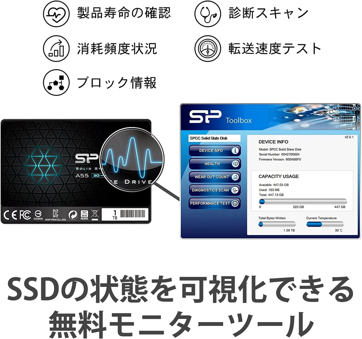 SATA3 6Gb/s 2.5インチ 7mm PS4動作確認済 A55シリーズ