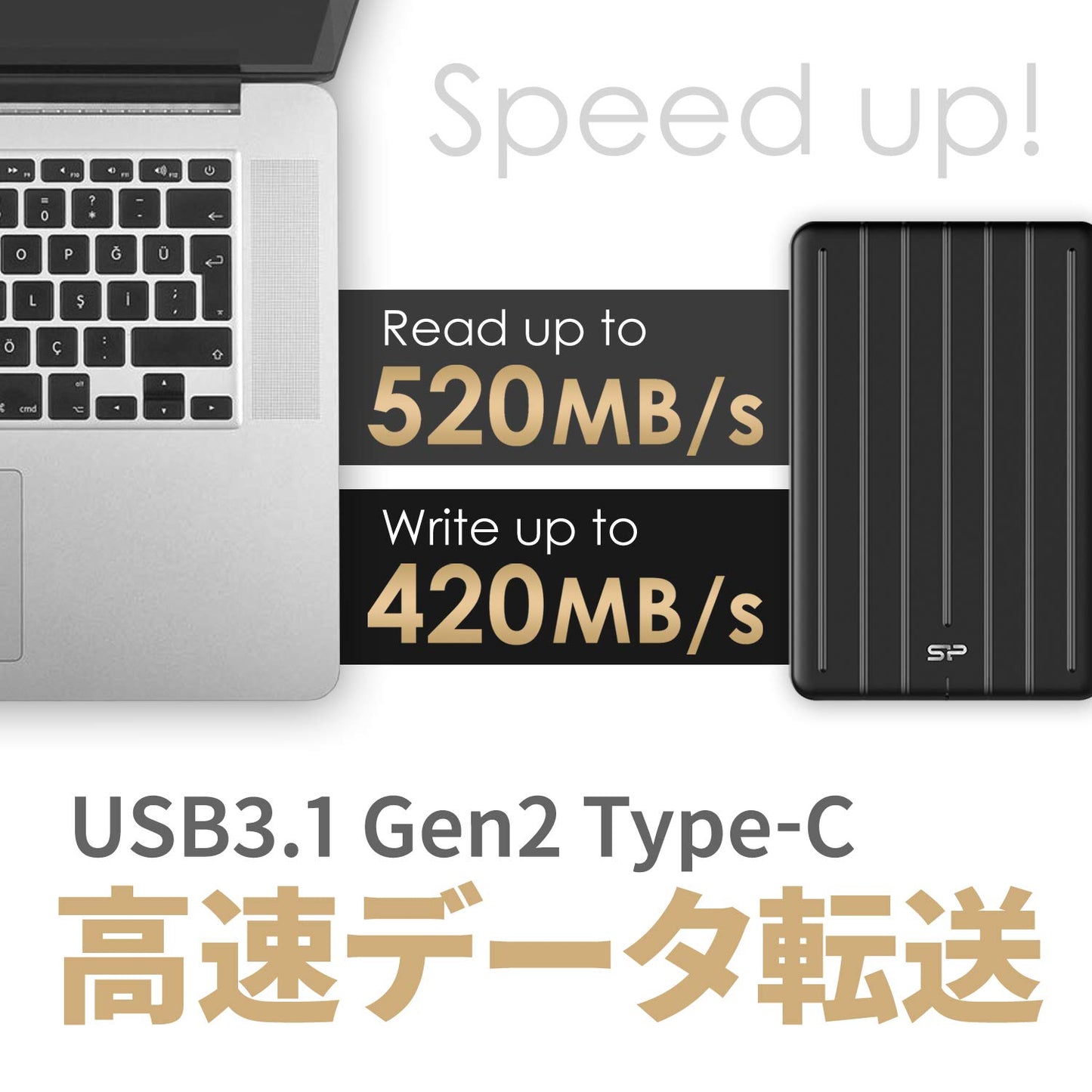 外付けSSD USB3.1 Gen2 Type-C 高速転送 耐衝撃 PS4動作確認済 B75pro