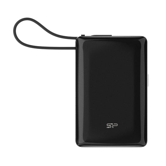 シリコンパワー 急速充電 10000mAh CP10 QC3.0 20W/PD対応 大容量 モバイルバッテリー USB-C ケーブル一体型 ディスプレイ搭載【PSE認証済み】