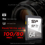 シリコンパワー SDカード UHS-I U3 V30 4K 対応 Class10 最大転送速度 100MB/s 5年保証