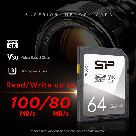 シリコンパワー SDカード UHS-I U3 V30 4K 対応 Class10 最大転送速度 100MB/s 5年保証